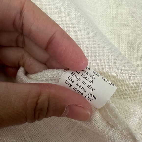 Peacock Ways Cream Black Trim Linen Mandarin Collar Open Blazer Coin sz L VTG - Picture 9 of 10